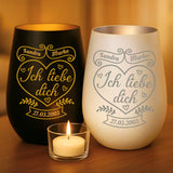 Personalisiertes Windlicht mit Gravur zum Jahrestag – Ich liebe Dich – Motiv 13