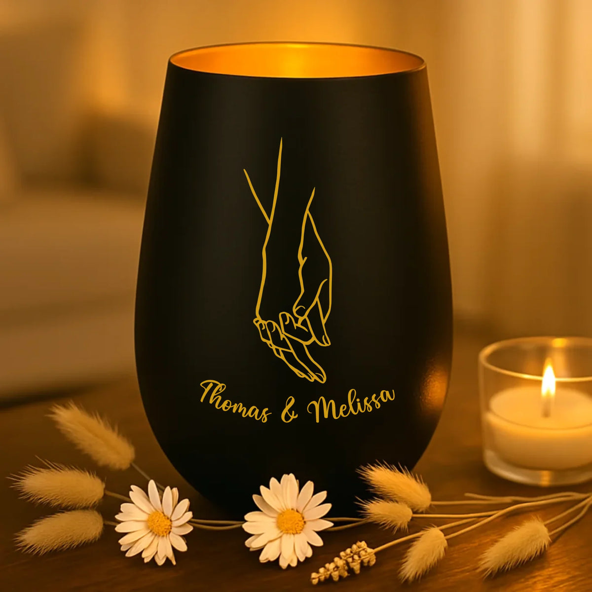 Personalisiertes Windlicht Forever love mit Gravur für Paare