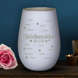 Personalisiertes Windlicht mit Gravur für die Familie – Weihnachten bei uns – Motiv 12