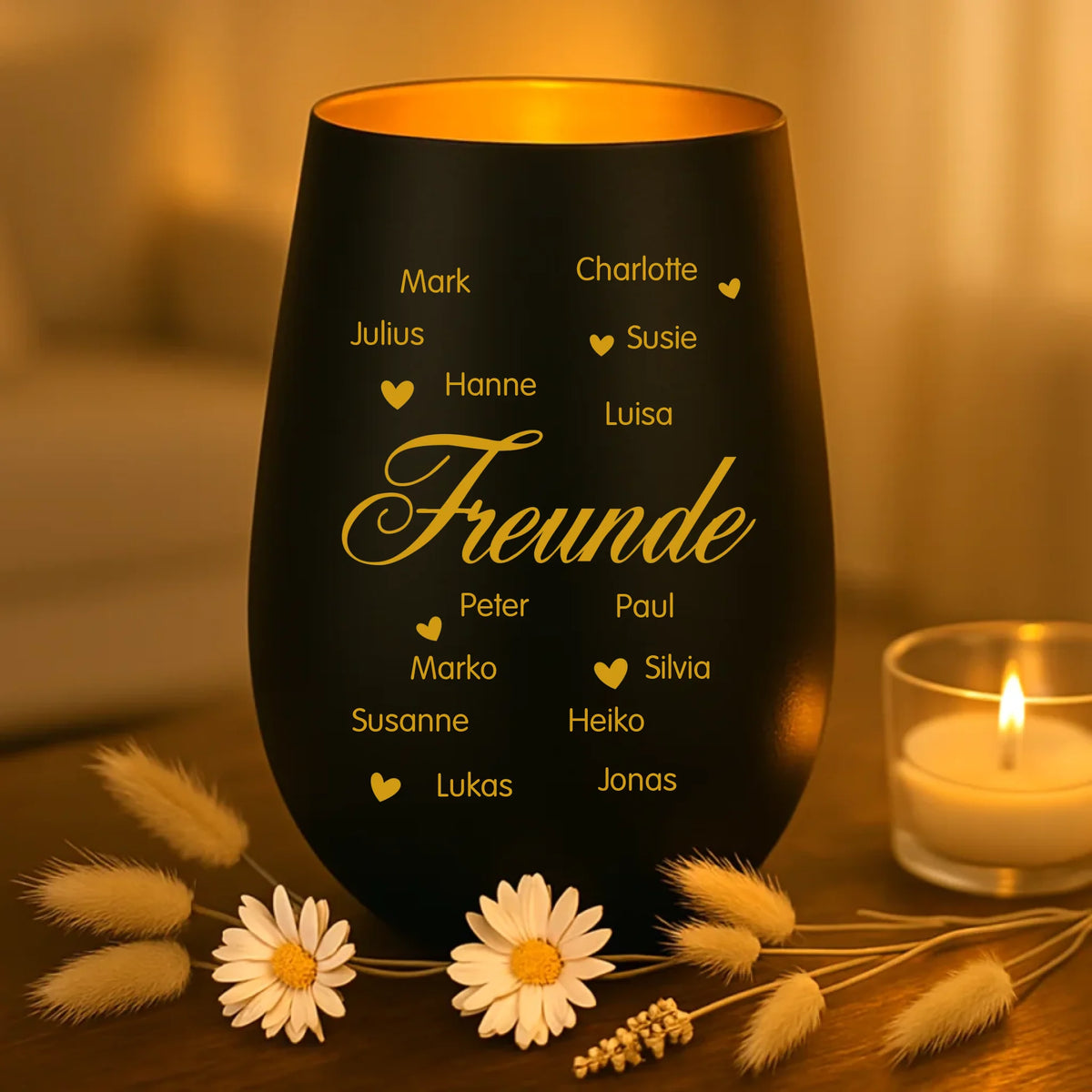 Personalisiertes Windlicht mit Gravur für beste Freunde – Freunde sind...