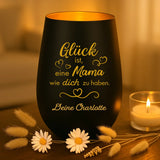 Personalisiertes Windlicht mit Gravur für Mama – Glück ist...