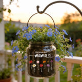 Personalisierte Gartenlaterne mit Kindernamen und Blumen für Mama – Mamas Garten – Motiv 3
