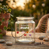 Personalisierte Gartenlaterne mit Kindernamen und Blumen für Mama – Mamas Garten – Motiv 4