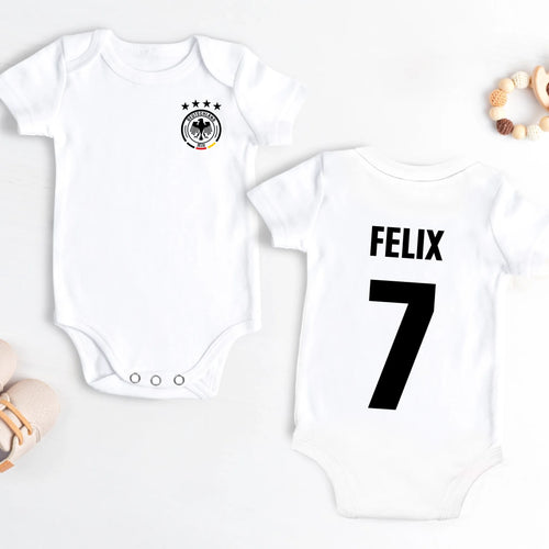 Personalisierter Babybody mit Namen für Fußball-Fans – Fußballfieber