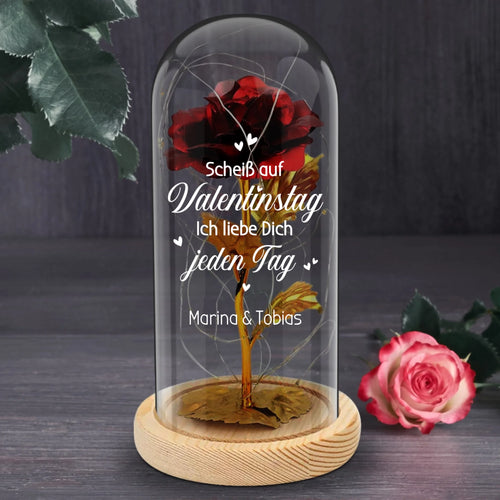 Personalisierte Goldene Rose mit Druck und LED-Licht für Paare zum Valentinstag – Valentinsgruß