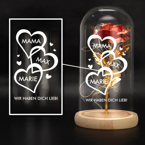 Personalisierte Goldene Rose mit Druck für Mama und Oma – Mamas Herzchen – Motiv 2