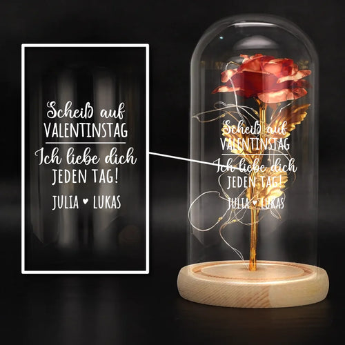 Personalisierte Goldene Rose mit Druck für Paare zum Valentinstag – Jeden Tag – Motiv 2