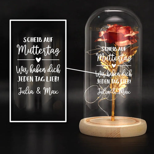 Personalisierte Goldene Rose mit Gravur zum Muttertag für Mama – Motiv 2