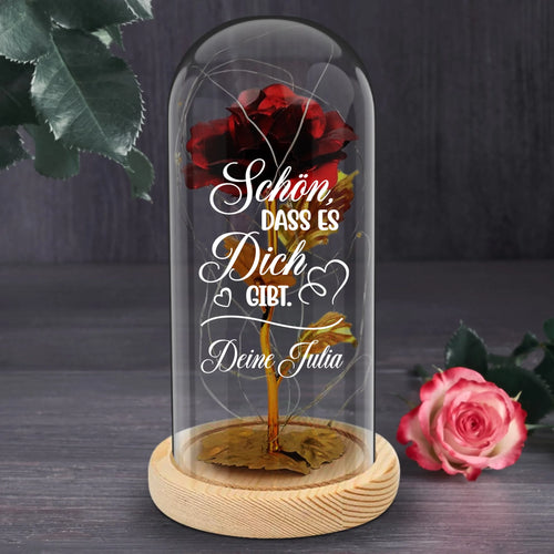 Personalisierte Goldene Rose mit Gravur Schön, dass es dich gibt für die Familie