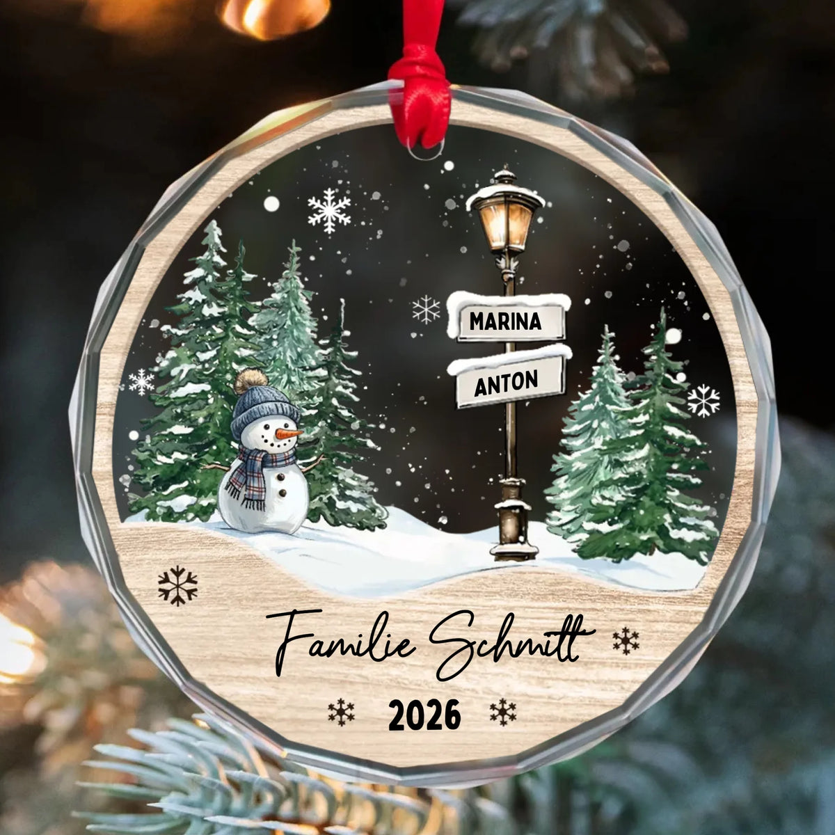Kristallornament als Weihnachtsbaumschmuck personalisiert für Partner Geschenk von Love & Faith