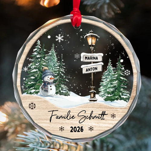 Personalisierte Ornament zur Weihnachtszeit für die Familie mit Namen
