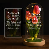 Personalisierte Ewige Tulpe im Glas "Scheiß auf Muttertag" als Muttertagsgeschenk gefertigt von Love & Faith