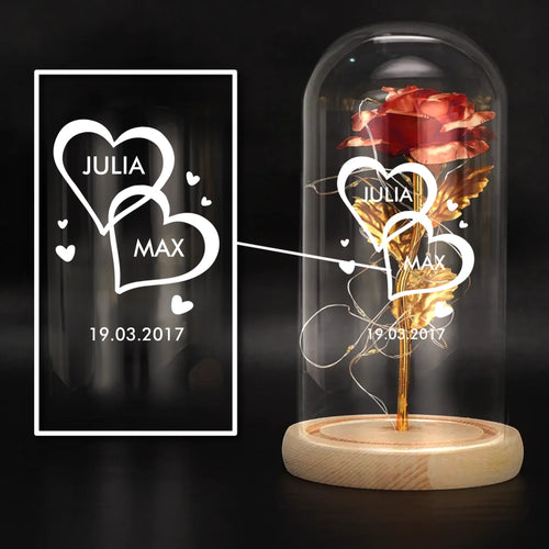 Personalisierte Goldene Rose mit Druck für Paare – Ich liebe dich – Motiv 2