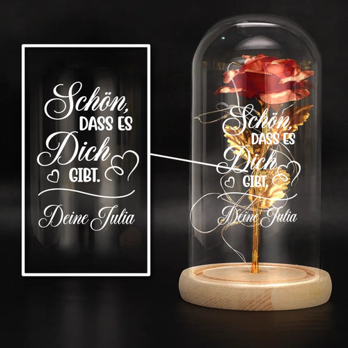 Personalisierte Goldene Rose mit Druck Schön, dass es dich gibt für die Familie – Motiv 2