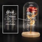 Personalisierte Goldene Rose mit Druck – Glück ist... für deine Liebsten – Motiv 2