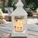 Personalisierte LED Laterne mit Kindernamen und Blumen für Mama – Mamas Garten – Motiv 2