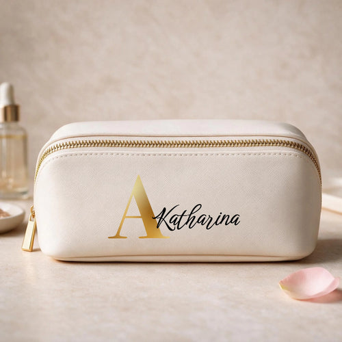 Personalisierte Premium Kosmetiktasche aus PU Leder mit Name – Motiv 2
