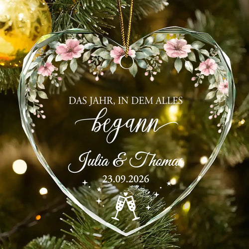 Personalisiertes Kristallornament mit Namen für Paare zur Verlobung – Verlobt