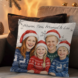 Weihnachtsgrüße - Personalisiertes Kissen für die Familie mit Fotoupload und Wasserfarben-Effekt