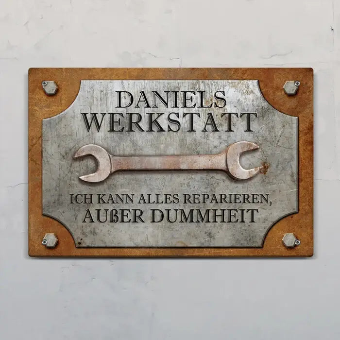 Bastler Heimwerker Türschild mit Name