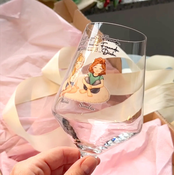 Auf uns - Personalisiertes Weinglas für beste Freundinnen