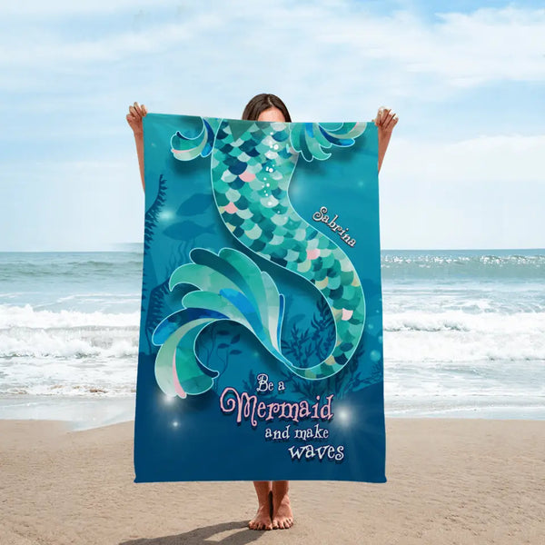 Sei eine Meerjungfrau - Individuelles Strandtuch